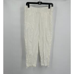 J Jill Purejill Womens Linen Pants Size S White Cropped Old Money Vacation Beach